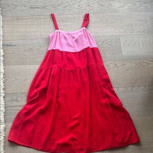Petal & Pup Red and Pink Midi Dress